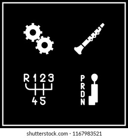 mechanics icon. 4 mechanics vector set. gear, oboe and gearbox icons for web and design about mechanics theme