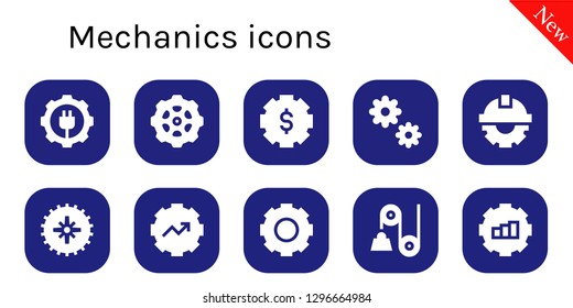  mechanics icon set. 10 filled mechanics icons. Simple modern icons about  - Gear, Cogwheel, Pulley