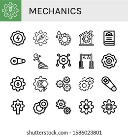 mechanics icon set. Collection of Gear, Pulley, Cogwheel, Gears icons