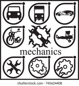 Mechanics icons.

