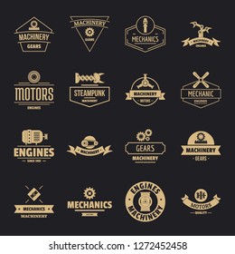 Mechanics logo icons set. Simple illustration of 16 mechanics logo vector icons for web