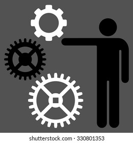 Mechanics Presentation vector icon. Style is bicolor flat symbol, black and white colors, rounded angles, gray background.