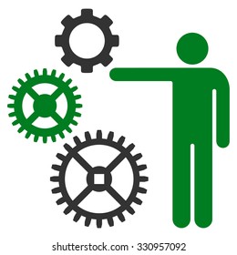 Mechanics Presentation vector icon. Style is bicolor flat symbol, green and gray colors, rounded angles, white background.