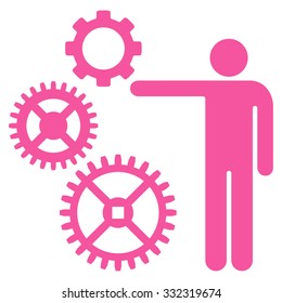 Mechanics Presentation vector icon. Style is flat symbol, pink color, rounded angles, white background.