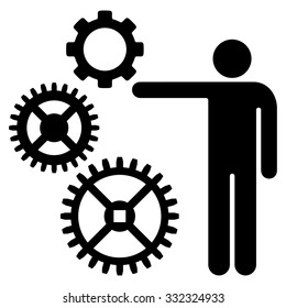 Mechanics Presentation vector icon. Style is flat symbol, black color, rounded angles, white background.