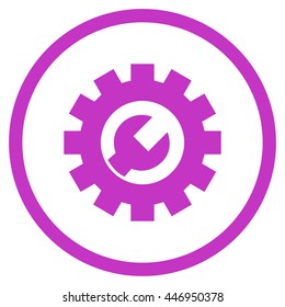 Mechanics Service Tools vector icon. Image style is a flat icon symbol inside a circle, violet color, white background.