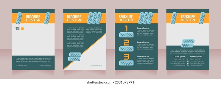 Mechanics shop blank brochure design. Template set with copy space for text. Premade corporate reports collection. Editable 4 paper pages. Bebas Neue, Lucida Console, Roboto Light fonts used