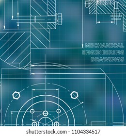 Mechanics. Technical design. Corporate Identity. Blue background. Grid