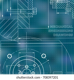 Mechanics. Technical design. Corporate Identity. Blue background. Points