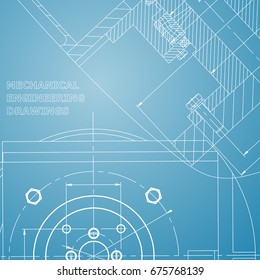 Mechanics. Technical design. Cover, flyer, banner. Corporate Identity. Blue and white