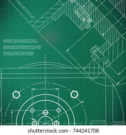 Mechanics. Technical design. Cover, flyer, banner. Corporate Identity. Light green background. Grid