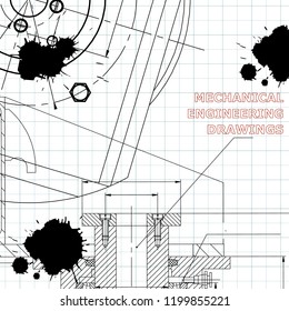 Mechanics. Technical design. Draft. Black Ink. Blots
