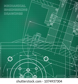 Mechanics. Technical design. Engineering. Corporate Identity. Light green background. Points