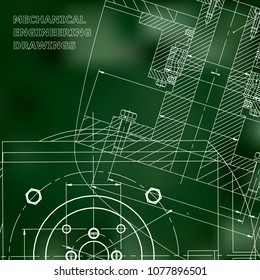 Mechanics. Technical design. Engineering. Corporate Identity. Green background