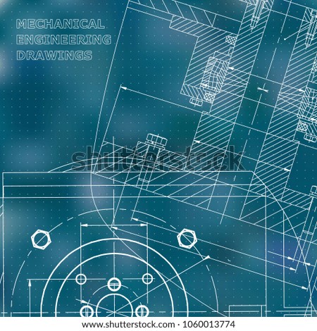 Mechanics. Technical design. Engineering. Corporate Identity. Blue background. Points