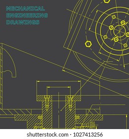 Mechanics. Technical design. Engineering style. Mechanical instrument making. Cover, flyer, banner. Gray