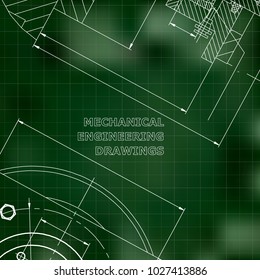 Mechanics. Technical design. Engineering style. Mechanical Corporate Identity. Green background. Grid