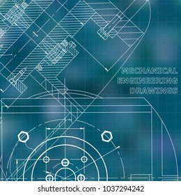 Mechanics. Technical design. Engineering style. Mechanical. Cover, flyer, banner. Corporate Identity. Blue background. Grid