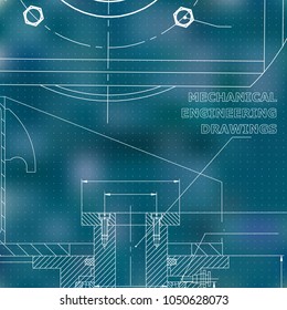 Mechanics. Technical design. Engineering style. Blue background. Points