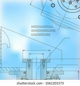 Mechanics. Technical design. Engineering style. Mechanical instrument making. Cover. Blue