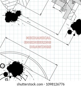 Mechanics. Technical design. Engineering style. Mechanical Corporate Identity. Draft. Black Ink. Blots