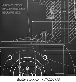 Mechanics. Technical design. Engineering style. Mechanical instrument making. Corporate Identity. Black background. Grid