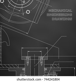 Mechanics. Technical design. Engineering style. Mechanical instrument making. Cover, flyer, banner. Corporate Identity. Black background