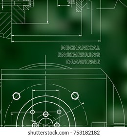Mechanics. Technical design. Engineering style. Mechanical. Corporate Identity. Green background