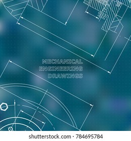 Mechanics. Technical design. Engineering style. Mechanical Corporate Identity. Blue background. Points