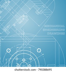 Mechanics. Technical design. Engineering style. Mechanical. Cover, flyer, banner. Corporate Identity. Blue and white
