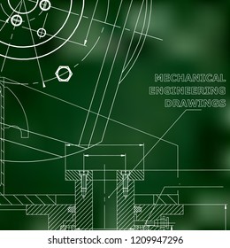Mechanics. Technical design. Green background