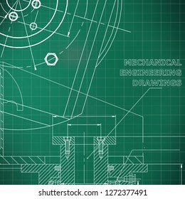 Mechanics. Technical design. Light green background. Grid