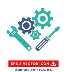 Mechanics Tools EPS vector pictogram. Illustration style is flat iconic bicolor cobalt and cyan symbol on white background.