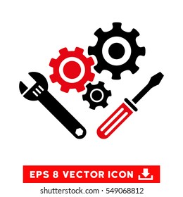 Mechanics Tools EPS vector pictogram. Illustration style is flat iconic bicolor intensive red and black symbol on white background.