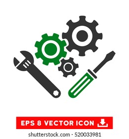 Mechanics Tools EPS vector pictograph. Illustration style is flat iconic bicolor green and gray symbol on white background.