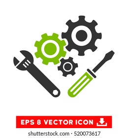 Mechanics Tools EPS vector pictograph. Illustration style is flat iconic bicolor eco green and gray symbol on white background.