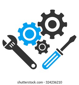 Mechanics Tools vector icon. Style is bicolor flat symbol, blue and gray colors, rounded angles, white background.