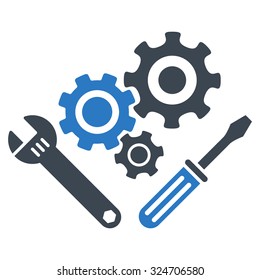 Mechanics Tools vector icon. Style is bicolor flat symbol, smooth blue colors, rounded angles, white background.
