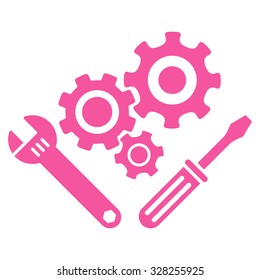 Mechanics Tools vector icon. Style is flat symbol, pink color, rounded angles, white background.