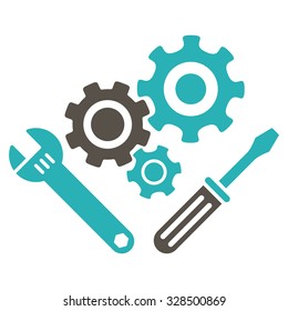 Mechanics Tools vector icon. Style is bicolor flat symbol, grey and cyan colors, rounded angles, white background.