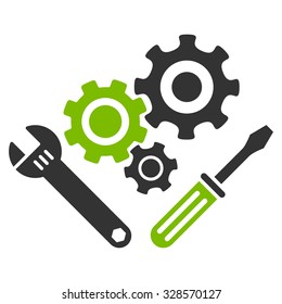 Mechanics Tools vector icon. Style is bicolor flat symbol, eco green and gray colors, rounded angles, white background.