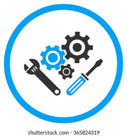 Mechanics Tools vector icon. Style is bicolor flat circled symbol, blue and gray colors, rounded angles, white background.