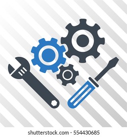 Mechanics Tools vector pictogram. Illustration style is flat iconic bicolor smooth blue symbol on a hatch transparent background.