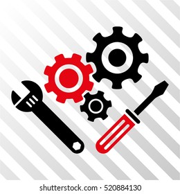 Mechanics Tools vector pictograph. Illustration style is flat iconic bicolor intensive red and black symbol on a hatch transparent background.