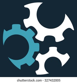Mechanics vector icon. Style is bicolor flat symbol, blue and white colors, rounded angles, dark blue background.