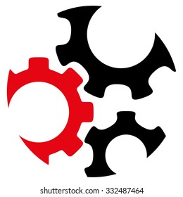 Mechanics vector icon. Style is bicolor flat symbol, intensive red and black colors, rounded angles, white background.