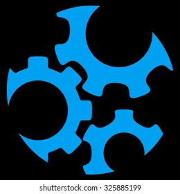Mechanics vector icon. Style is flat symbol, blue color, rounded angles, black background.