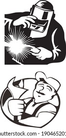 mechanics in vector silhouette art style
