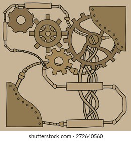 Mechanism background with cogwheels and gears. Vector illustration