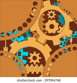 Mechanism background with cogwheels and gears. Vector illustration